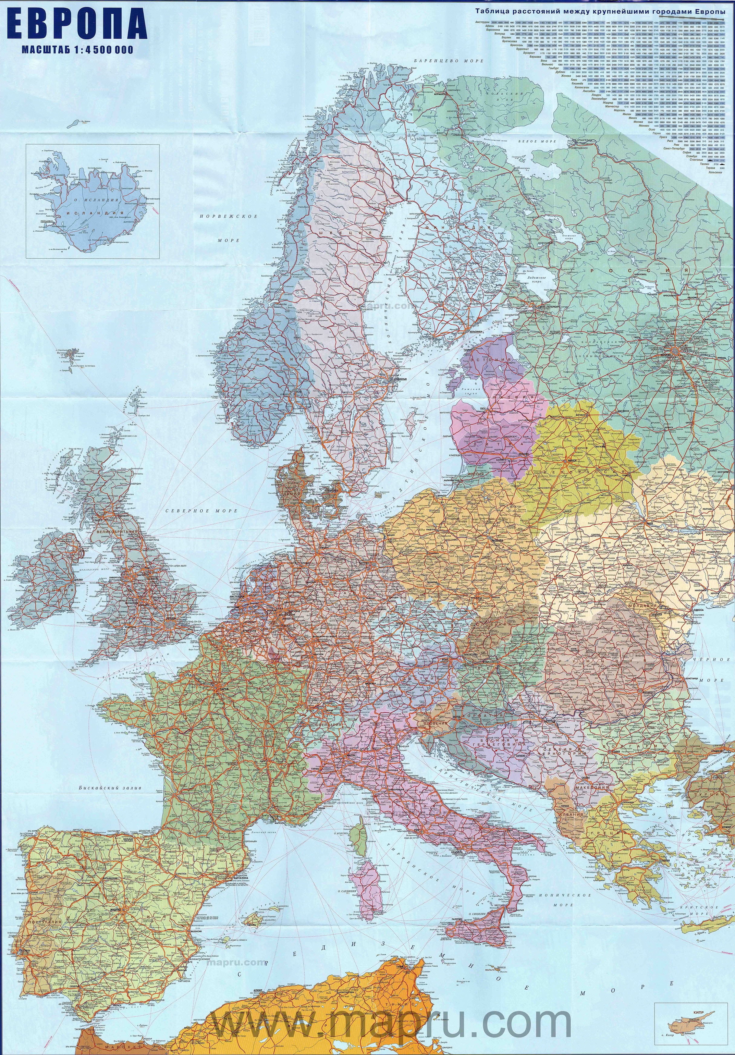 Карта Европпы