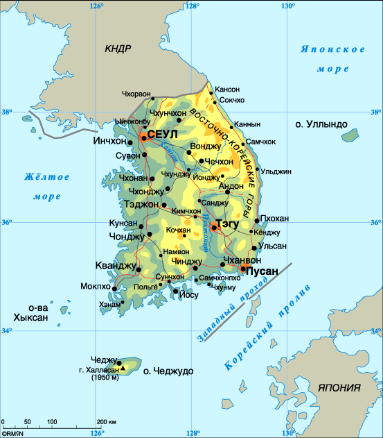 Карта Кореи